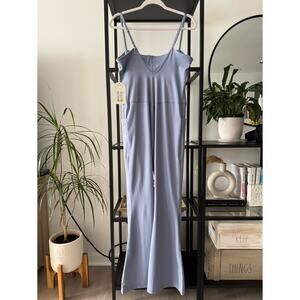 Blogilates Peekaboo Steel Blue Flare Leg Sleeveless Jumpsuit Women’s Size XL